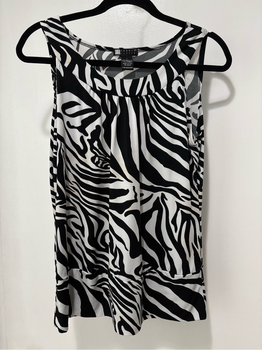 Carole Little Black and White Zebra Print Top Medium